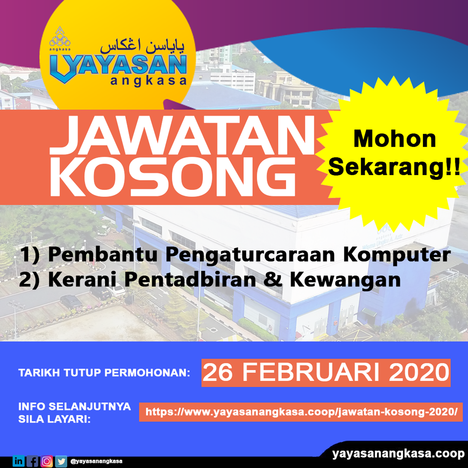  Jawatan Kosong  Yayasan ANGKASA 2022